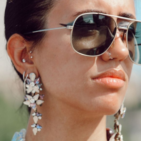 Bauble Bar Sparkling Crystal Long Drop Earrings Costume Jewelry - Picture 1 of 5